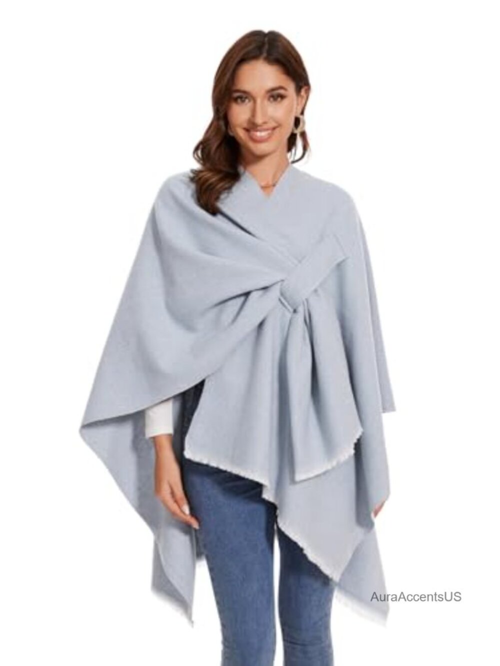 Women's Wool Knit Cape Shawl Poncho Wrap Open Front Cardigan Coat One Size